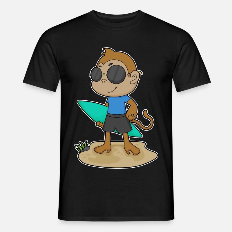 Affe Surfer Surfbrett - Männer T-Shirt - Schwarz