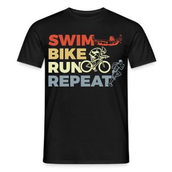 Triathlon Repeat - Männer T-Shirt - Schwarz - Vorne - AI Model Male 178 light (178cm)