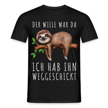 Der Wille war da ich hab ihn weggeschickt Faultier - Männer T-Shirt - Schwarz - Vorne - AI Model Male 178 light (178cm)