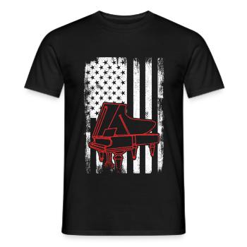 4 July Piano player - Men's T-Shirt - black - Front - AI Model Male 178 light (178cm)