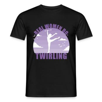 De vraies femmes font du Twirling - Baton Sportswoman Gift - T-shirt homme - noir - Devant - AI Model Male 178 light (178cm)