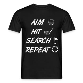Aim Beat Search Repeat Golf - Men's T-Shirt - black - Front - AI Model Male 178 light (178cm)