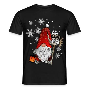 Gamer Wichtel Schneeflocken Christmas Gnom - Männer T-Shirt - Schwarz - Vorne - AI Model Male 178 light (178cm)