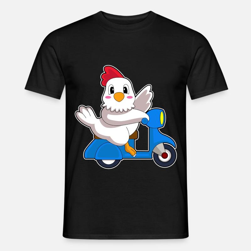 Huhn Motorroller - Männer T-Shirt - Schwarz
