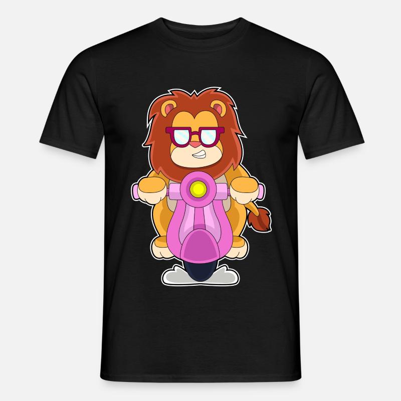 Löwe Motorroller - Männer T-Shirt - Schwarz
