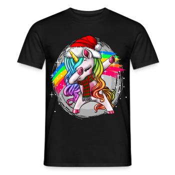 Dabbing Christmas Unicorn Einhorn Weihnachten - Männer T-Shirt - Schwarz - Vorne - AI Model Male 178 light (178cm)