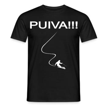 Puiva, Pulverschnee, Skitour, skifahren, Powder - Männer T-Shirt - Schwarz - Vorne - AI Model Male 178 light (178cm)