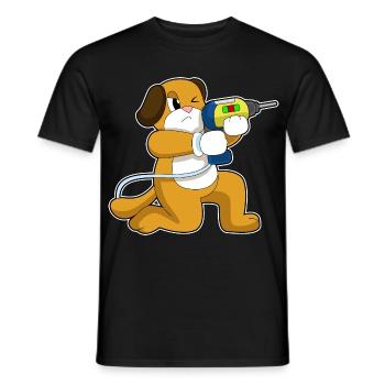 Hund Handwerker Bohrmaschine Handwerk - Männer T-Shirt - Schwarz - Vorne - AI Model Male 178 light (178cm)