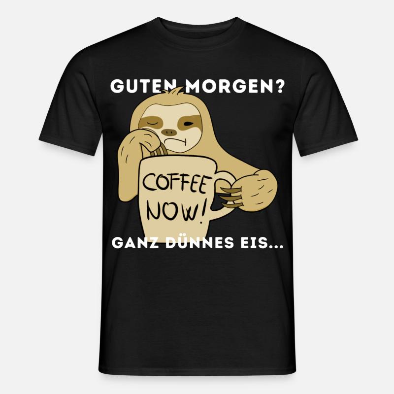 Langschläfer Kaffee Morgen Sloth - Männer T-Shirt - Schwarz