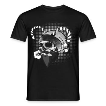 Crâne Père Noël Cornes Candy Cane - T-shirt homme - noir - Devant - AI Model Male 178 light (178cm)