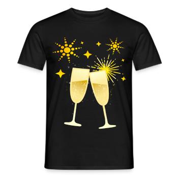 À votre santé! Coupes de avec feux d’artifice - T-shirt homme - noir - Devant - AI Model Male 178 light (178cm)