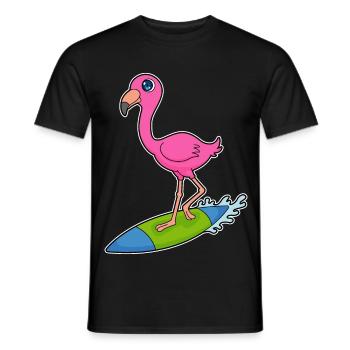 Flamingo Surfen Surfbrett Sommer - Männer T-Shirt - Schwarz - Vorne - AI Model Male 178 light (178cm)