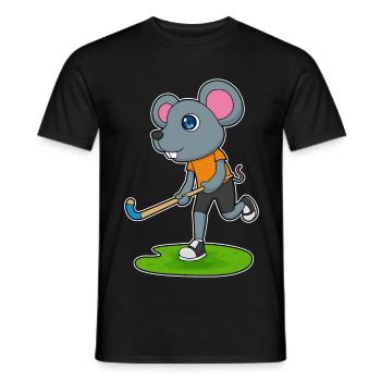 Mouse Field Hockey Field Hockey Stick - Men's T-Shirt - black - Front - AI Model Male 178 light (178cm)