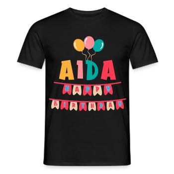 T-shirt Aida joyeux anniversaire joyeux anniversaire - T-shirt homme - noir - Devant - AI Model Male 178 light (178cm)