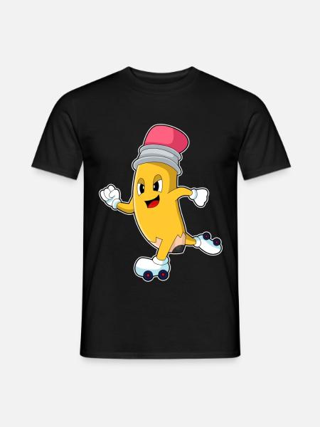 Bleistift Rollschuhfahren Rollschuhe - Männer T-Shirt - Schwarz