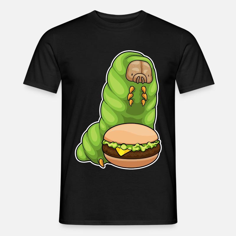 Raupe Cheeseburger - Männer T-Shirt - Schwarz