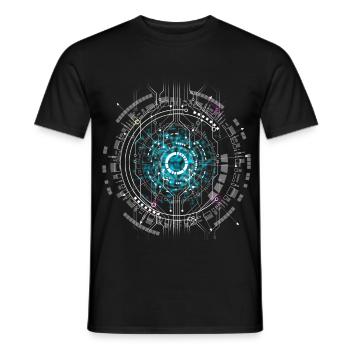 computer Space cpu pc Nerd Circuit Board Warp geek ai ki - Men's T-Shirt - black - Front - AI Model Male 178 light (178cm)