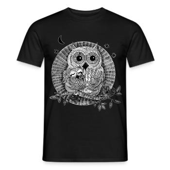 Illustration hiboux noir et blanc - T-shirt homme - noir - Devant - AI Model Male 178 light (178cm)