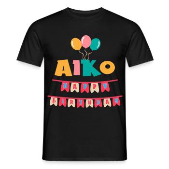 Aiko t-shirt joyeux anniversaire joyeux anniversaire - T-shirt homme - noir - Devant - AI Model Male 178 light (178cm)
