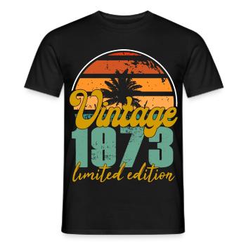 Vintage, 1973, 52e anniversaire, idée cadeau - T-shirt homme - noir - Devant - AI Model Male 178 light (178cm)