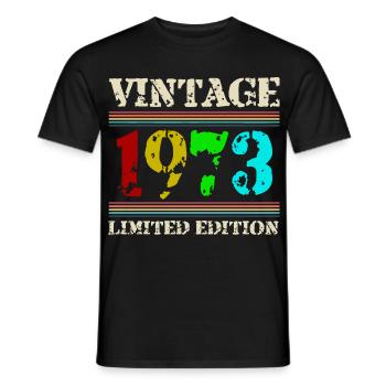 1973 Anniversaire Retro Vintage né en 1973 - T-shirt homme - noir - Devant - AI Model Male 178 light (178cm)