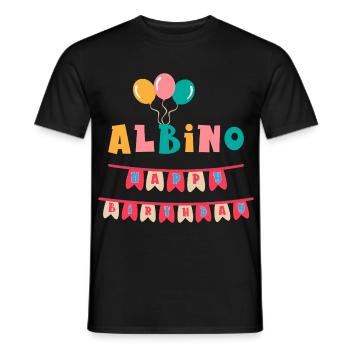 Albino Happy Birthday T-Shirt - Männer T-Shirt - Schwarz - Vorne - AI Model Male 178 light (178cm)