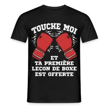 Touche moi et ta première leçon de boxe est offert - T-shirt homme - noir - Devant - AI Model Male 178 light (178cm)