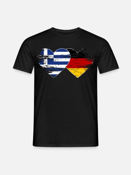 Griechenland Deutschland Flagge used Herz - Männer T-Shirt - Schwarz