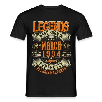 1994 März Geburtstag Legende - Männer T-Shirt - Schwarz - Vorne - AI Model Male 178 light (178cm)