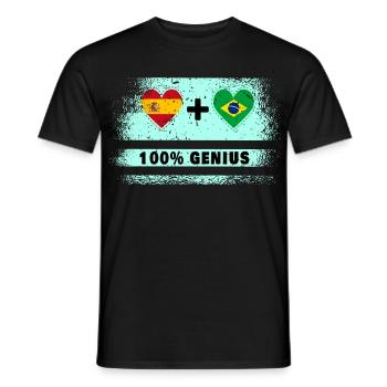 Spain and Brazil flag 100% genius - Men's T-Shirt - black - Front - AI Model Male 178 light (178cm)