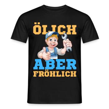 Fröhlicher Schrauber Werkstatt-Design - Männer T-Shirt - Schwarz - Vorne - AI Model Male 178 light (178cm)
