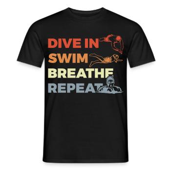 Tägliche Routine für Schwimmer - Männer T-Shirt - Schwarz - Vorne - AI Model Male 178 light (178cm)