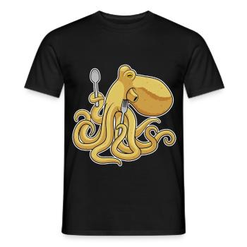 Octopus Cutlery Cooking Kitchen - Men's T-Shirt - black - Front - AI Model Male 178 light (178cm)