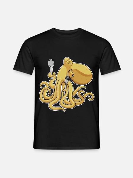 Octopus Cutlery Cooking Kitchen - Men's T-Shirt - black