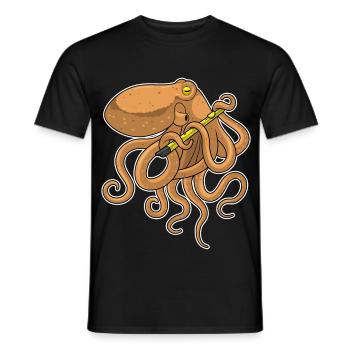 Octopus Musician Flute Music - Men's T-Shirt - black - Front - AI Model Male 178 light (178cm)