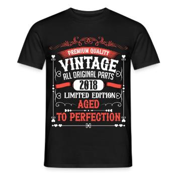 2018 Année de naissance Né Anniversaire Vintage - T-shirt homme - noir - Devant - AI Model Male 178 light (178cm)