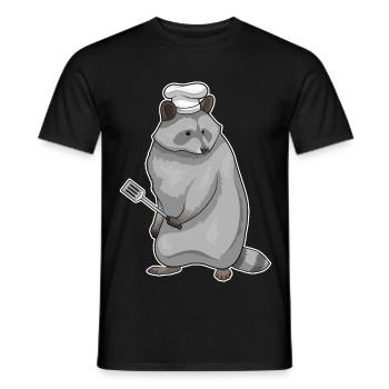 Waschbär Koch Pfannenwender Kochen - Männer T-Shirt - Schwarz - Vorne - AI Model Male 178 light (178cm)