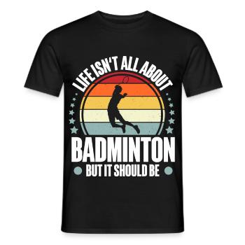 Badminton - Männer T-Shirt - Schwarz - Vorne - AI Model Male 178 light (178cm)