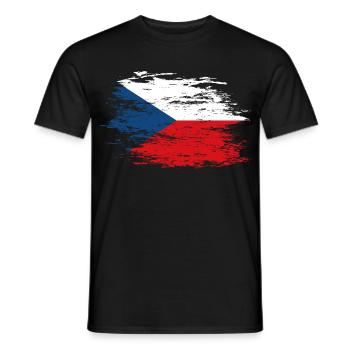 Tschechien Flagge used - Männer T-Shirt - Schwarz - Vorne - AI Model Male 178 light (178cm)