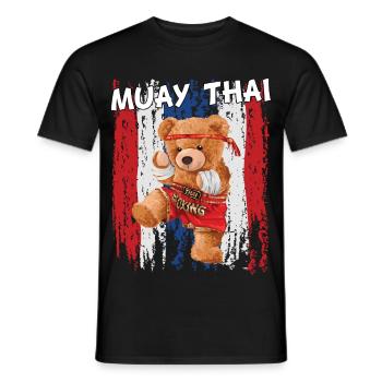 Teddybär Muay Thai Kämpfer - Männer T-Shirt - Schwarz - Vorne - AI Model Male 178 light (178cm)