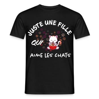 Chat gourmand Ramen Coloré - T-shirt homme - noir - Devant - AI Model Male 178 light (178cm)