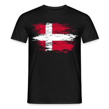 Denmark flag used - Men's T-Shirt - black - Front - AI Model Male 178 light (178cm)