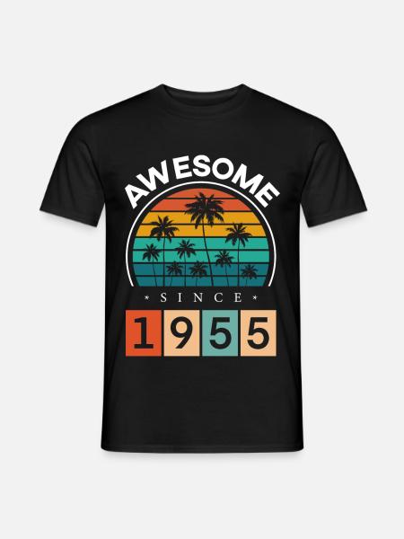 1955 Geboren Geburtstag Geburtsjahr Vintage - Männer T-Shirt - Schwarz