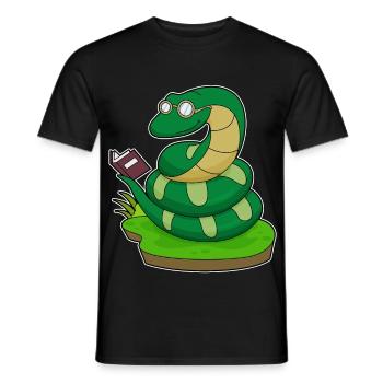 Lunettes de livres Snake Nerd - T-shirt homme - noir - Devant - AI Model Male 178 light (178cm)