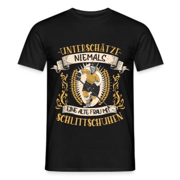 Eishockey Eishockeyspielerin Schlittschuhe - Männer T-Shirt - Schwarz - Vorne - AI Model Male 178 light (178cm)
