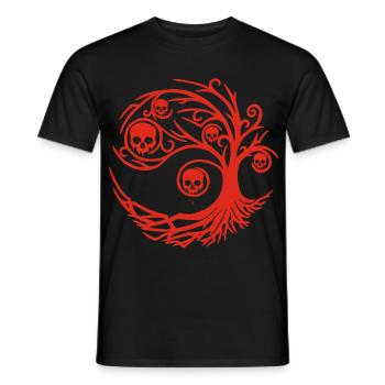 Roter Baum mit Totenköpfen - Männer T-Shirt - Schwarz - Vorne - AI Model Male 178 light (178cm)