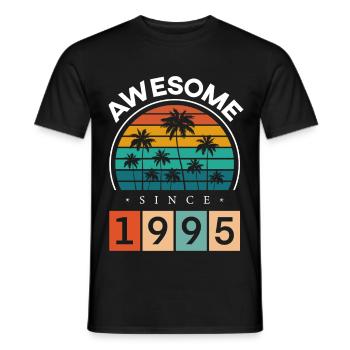 1995 Born Birthday Year of birth vintage - Men's T-Shirt - black - Front - AI Model Male 178 light (178cm)