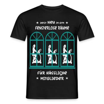 Fitnessstudio mit Fensterlosen Räumen - Männer T-Shirt - Schwarz - Vorne - AI Model Male 178 light (178cm)