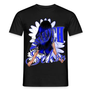 Beaux cheveux noir-bleu bleu beauté naturelle - T-shirt homme - noir - Devant - AI Model Male 178 light (178cm)