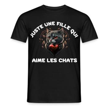 Juste Une Fille Qui Aime Chats - T-shirt homme - noir - Devant - AI Model Male 178 light (178cm)